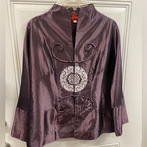 Purple plum eggplant Chinese jacket Sz L new